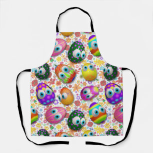 Cute and Funny Easter Eggs Cartoon Apron