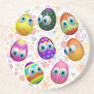 Cute and Funny Easter Eggs Cartoon Coaster