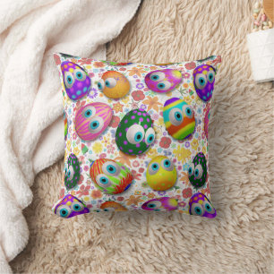 Cute and Funny Easter Eggs Cartoon Cushion