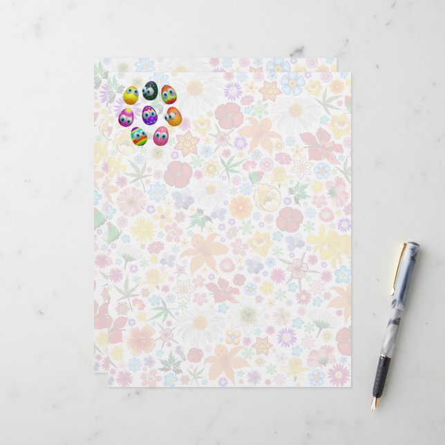 Cute and Funny Easter Eggs Cartoon Custom Letterhead (Front/Back In Situ)