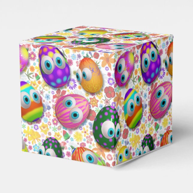 Cute and Funny Easter Eggs Cartoon Favour Box (Front Side)
