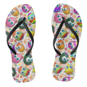 Cute and Funny Easter Eggs Cartoon Flip Flops