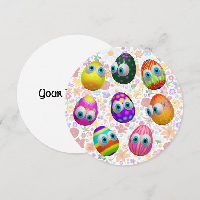 Cute and Funny Easter Eggs Cartoon Invitation (Front/Back)