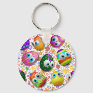 Cute and Funny Easter Eggs Cartoon Key Ring