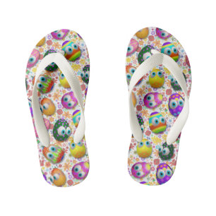 Cute and Funny Easter Eggs Cartoon Kid's Flip Flops