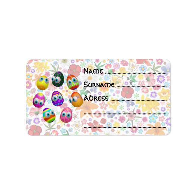 Cute and Funny Easter Eggs Cartoon Label (Front)