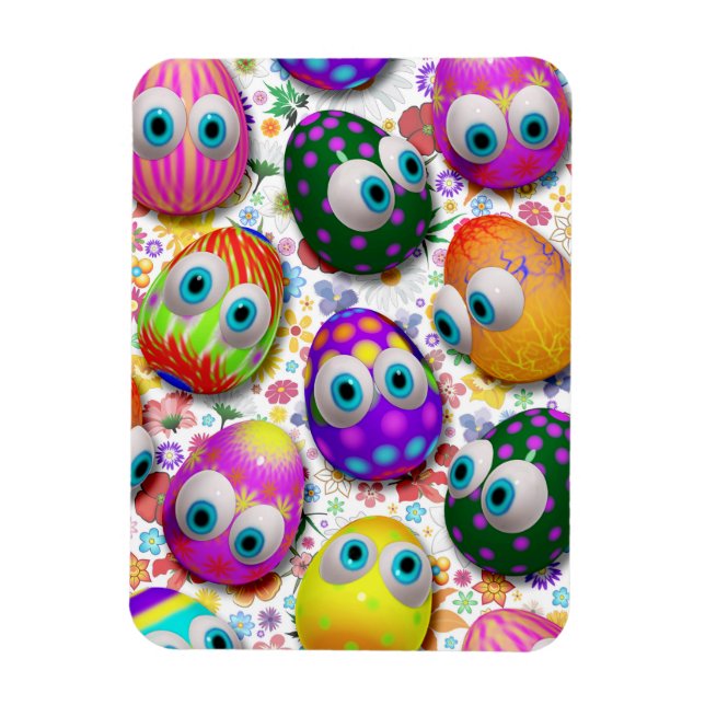 Cute and Funny Easter Eggs Cartoon Magnet (Vertical)