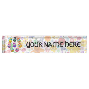 Cute and Funny Easter Eggs Cartoon Nameplate