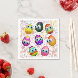 Cute and Funny Easter Eggs Cartoon Napkin