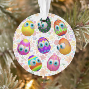Cute and Funny Easter Eggs Cartoon Ornament