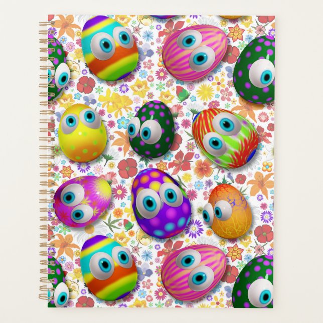 Cute and Funny Easter Eggs Cartoon Planner (Front)