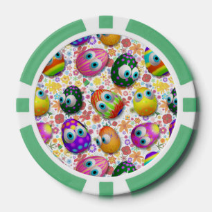 Cute and Funny Easter Eggs Cartoon Poker Chips