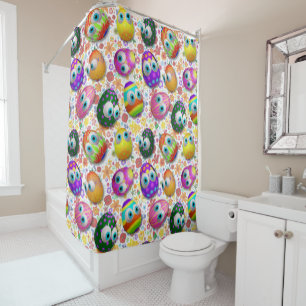 Cute and Funny Easter Eggs Cartoon Shower Curtain