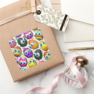 Cute and Funny Easter Eggs Cartoon Square Sticker
