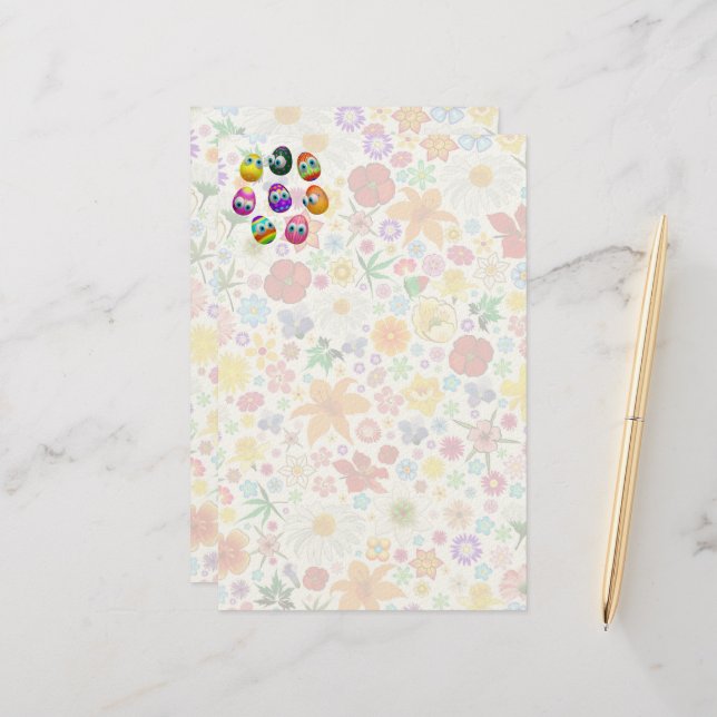 Cute and Funny Easter Eggs Cartoon Stationery (Front/Back In Situ)