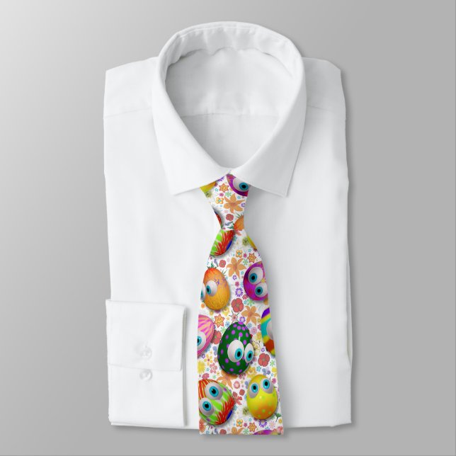 Cute and Funny Easter Eggs Cartoon Tie (Tied)