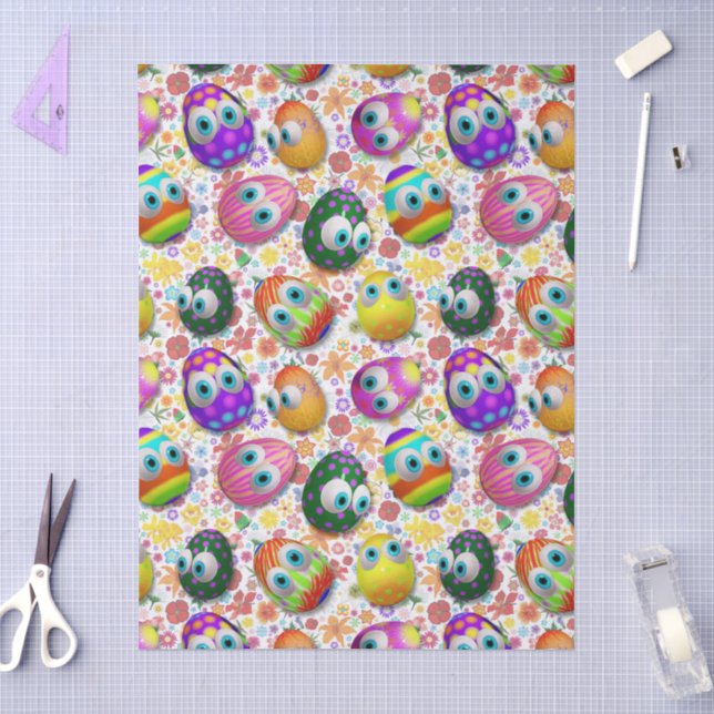 Cute and Funny Easter Eggs Cartoon Tissue Paper (Craft)