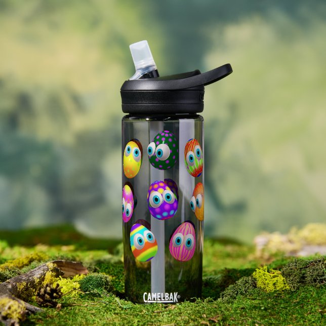 Cute and Funny Easter Eggs Cartoon Water Bottle (Outdoor (Rotated))