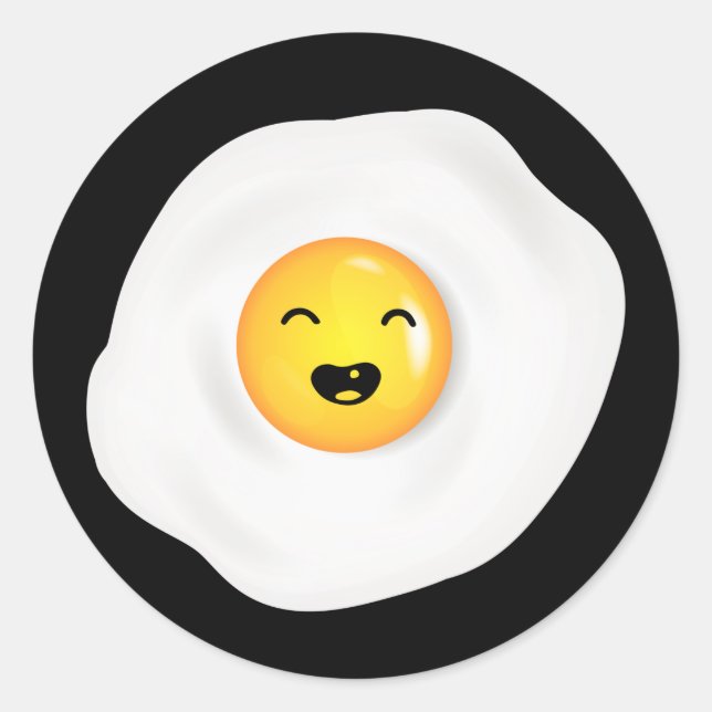 Cute and Funny Fried Egg American Breakfast Classic Round Sticker (Front)