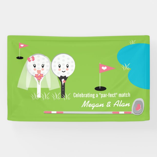 Cute and Funny Golf Ball Wedding Shower Banner (Horizontal)