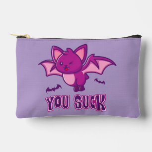 Cute and Funny Halloween Vampire Bats You Suck Accessory Pouch