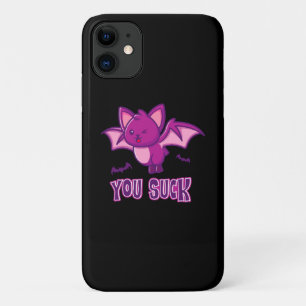 Cute and Funny Halloween Vampire Bats You Suck iPhone 11 Case