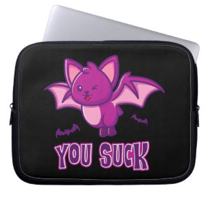 Cute and Funny Halloween Vampire Bats You Suck Laptop Sleeve