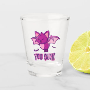 Cute and Funny Halloween Vampire Bats You Suck Shot Glass
