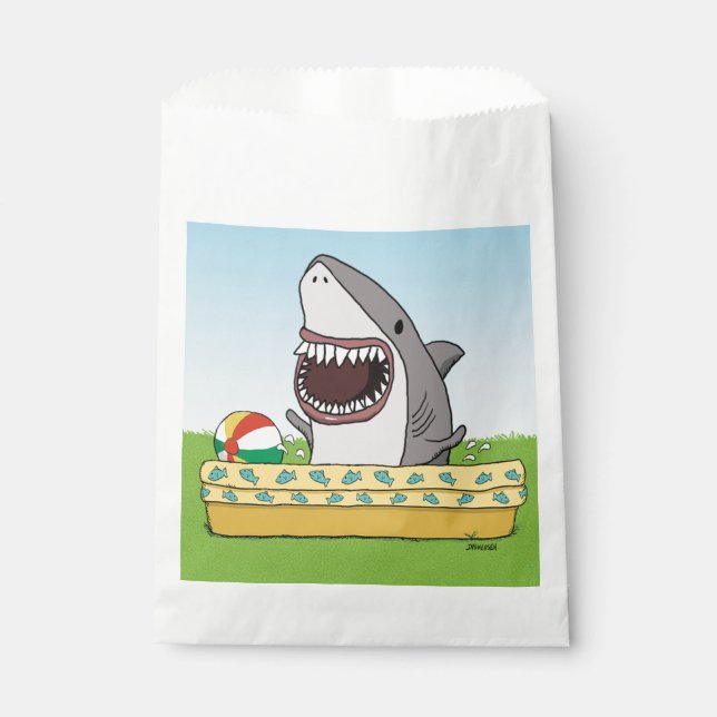Cute and Funny Happy Shark in Pool  Favour Bags (Front)