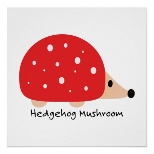 Cute and Funny Hedgehog Mushroom Poster