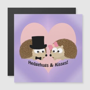 Cute and Funny Hedgehugs and Kisses magnetic card