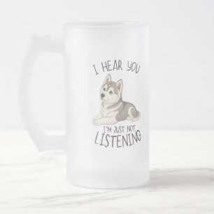 Cute and Funny Husky Frosted Glass Beer Mug