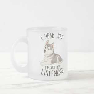 Cute and Funny Husky Frosted Glass Coffee Mug