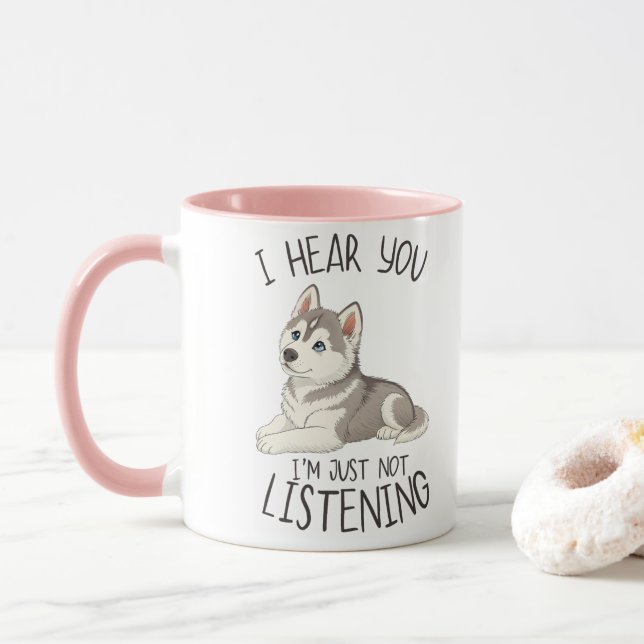 Cute and Funny Husky Mug (With Donut)