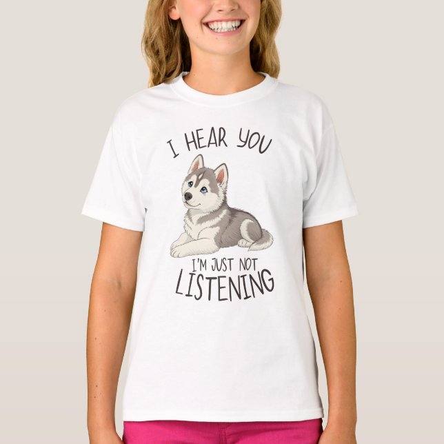 Cute and Funny Husky T-Shirt (Front)