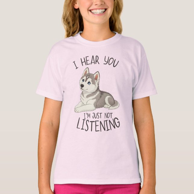 Cute and Funny Husky T-Shirt (Front)