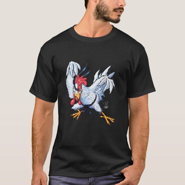 Cute And Funny Karate Chicken Warrior Chick T Shir T-Shirt (Front)