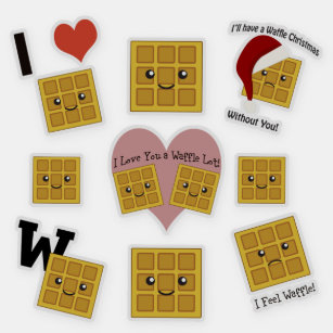 Cute and Funny Kawaii Square Waffle Sticker Set