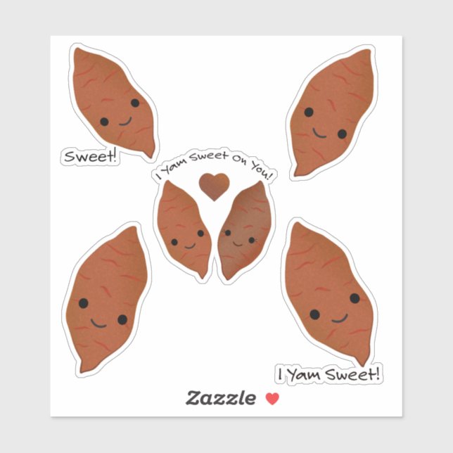 Cute and funny Kawaii Sweet Potato Sticker Set (Sheet)
