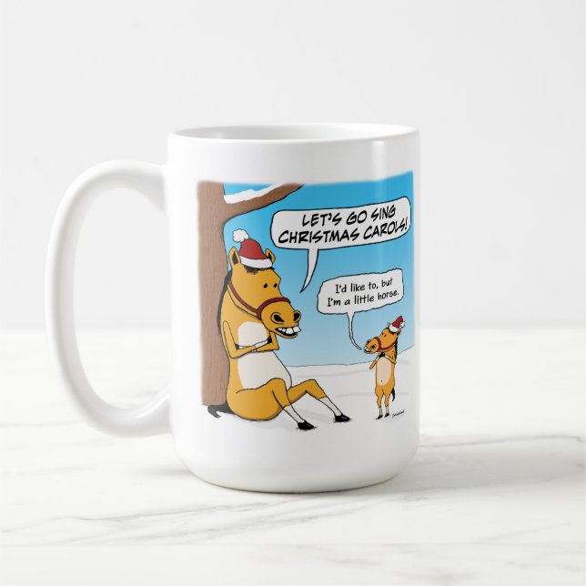 Cute and Funny Little Horse Christmas Coffee Mug (Left)