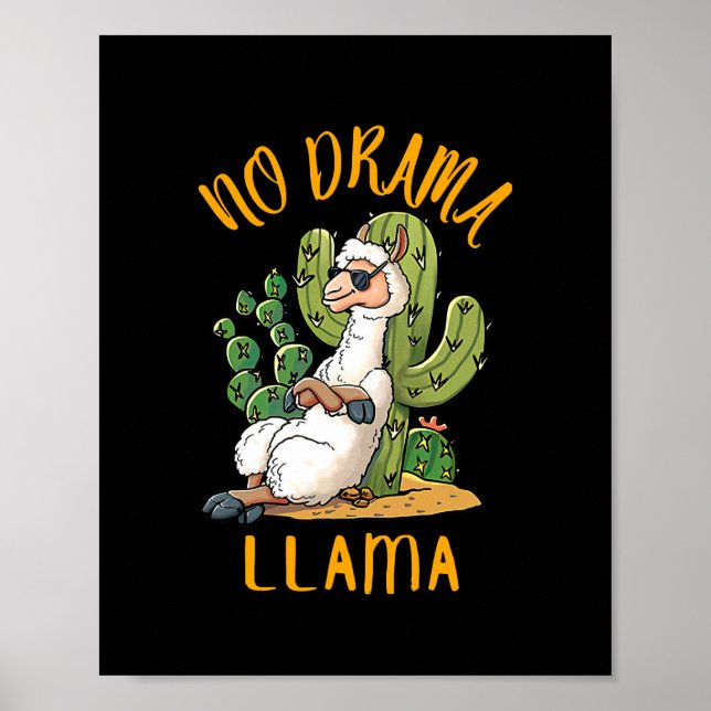 Cute and Funny Llama No Drama Llama Gift For Mum Poster (Front)