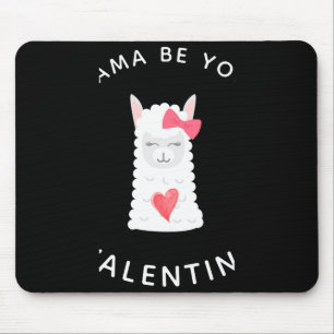 Cute And Funny Llama Valentines Day T Shirt Mouse Mat