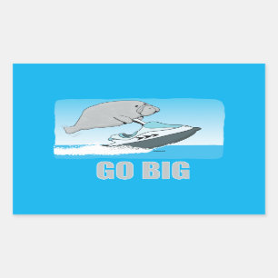 Cute and Funny Manatee on a Jet Ski T-Shirt Rectangular Sticker