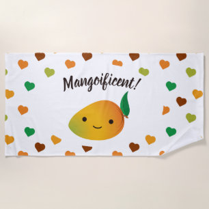 Cute and Funny Mangoificent Mango Beach Towel