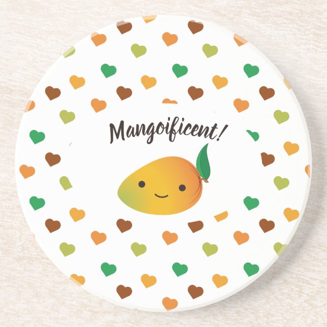 Cute and Funny Mangoificent Mango Coaster (Front)