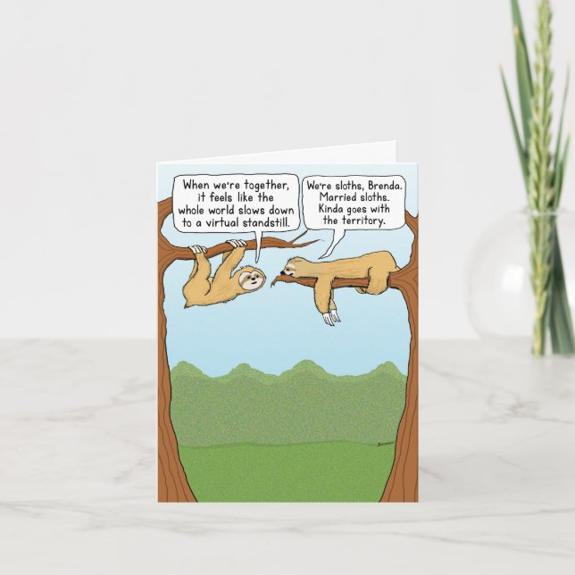 Cute and Funny Married Sloths Anniversary Card (Front)
