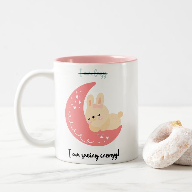 Cute And Funny Mug | I Am Saving Energy! (With Donut)