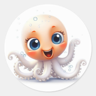 cute and funny octopus classic round sticker