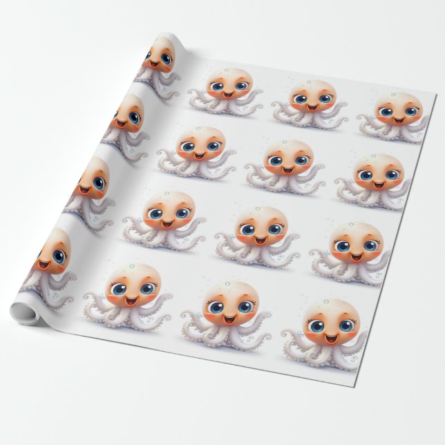 cute and funny octopus  wrapping paper (Unrolled)