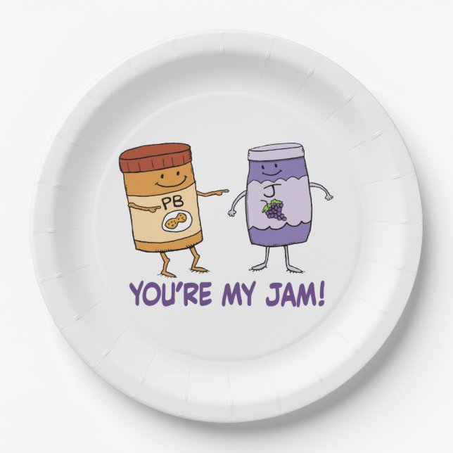 Cute and Funny Peanut Butter You’re My Jam Paper Plate (Front)